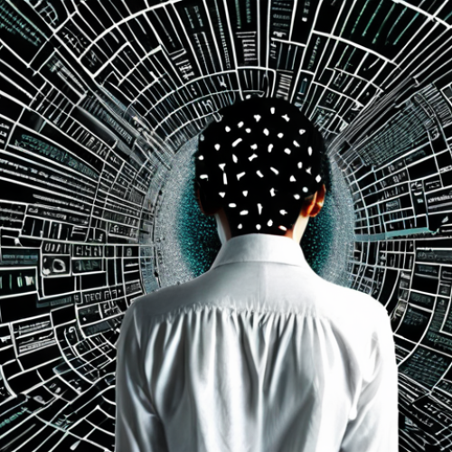 Home 20 **Prompt:** A conceptual digital art piece depicting a transition from information overload to clarity. On one side, a person feeling lost and overwhelmed amidst a turbulent, chaotic "ocean of digital information" composed of swirling text, unreadable code, and fragmented data points. On the other side, this chaos transforms into a clean, structured database, insightful charts, or organized data streams, with the person now confidently analyzing and interacting with the clear information, symbolizing empowerment and understanding. Emphasize high contrast and a transformative journey from confusion to order.