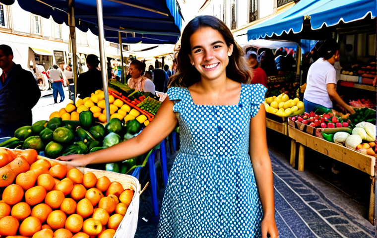 **

"A cheerful young woman in Lisbon, Portugal, wearing a colorful, modest sundress and espadrilles, selling fresh flowers at a bustling local market. Background: vibrant stalls with fruits, vegetables, and traditional Portuguese crafts.  Perfect anatomy, correct proportions, natural pose, well-formed hands, proper finger count, natural body proportions. Fully clothed, appropriate attire, safe for work, professional, family-friendly, bright, sunny day."

**
