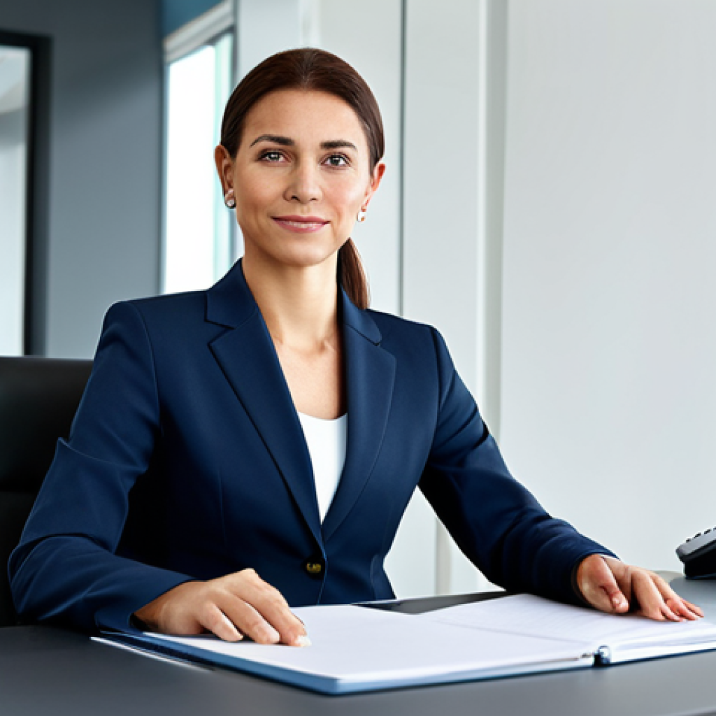 **Image Prompt 1: Professional Businesswoman in Modern Office**

"A professional businesswoman in a modest business suit, sitting at a desk in a modern office, fully clothed, appropriate attire, safe for work, perfect anatomy, natural proportions, professional photography, high quality, family-friendly."