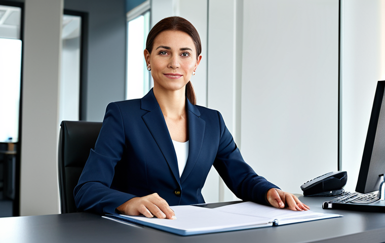 **Image Prompt 1: Professional Businesswoman in Modern Office**

"A professional businesswoman in a modest business suit, sitting at a desk in a modern office, fully clothed, appropriate attire, safe for work, perfect anatomy, natural proportions, professional photography, high quality, family-friendly."