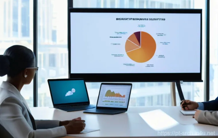 인터넷정보검색 자격증 취득 후 대기업 데이터 리서치 팀 합류기 - **Prompt:** A dynamic scene in a modern, open-plan tech office, where a diverse team of three data s...