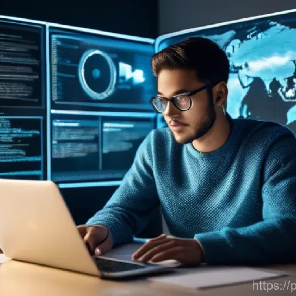 인터넷정보검색 필기 시험의 효율적인 학습 계획 - **Prompt: Intelligent Information Navigator**
    A focused young adult (20s-30s), appearing studiou...